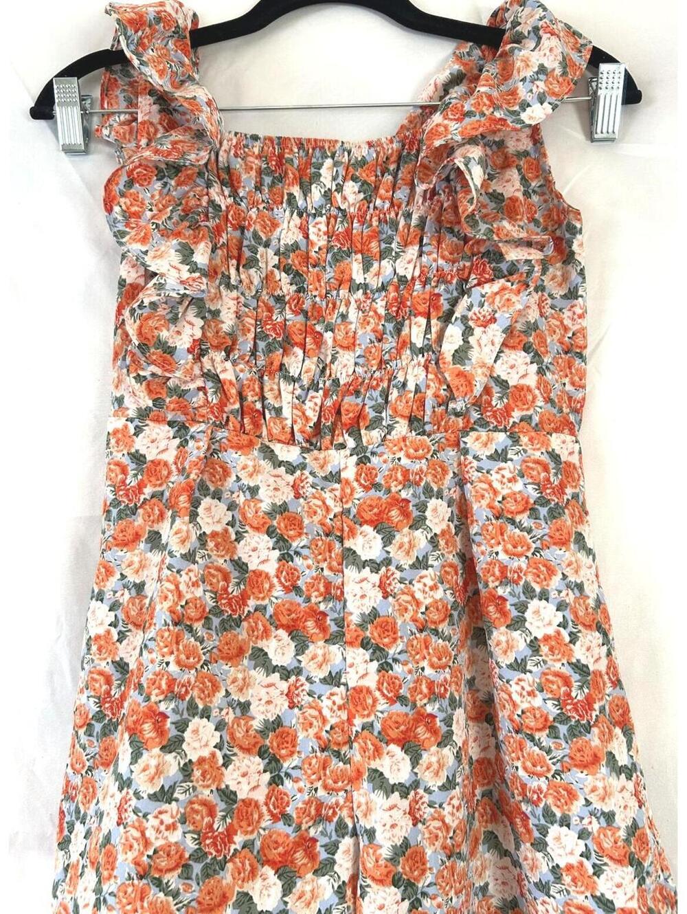 Floral Smocked Dress Youth 10 Womens XS Boho Summer Skort Dress Culotte Style